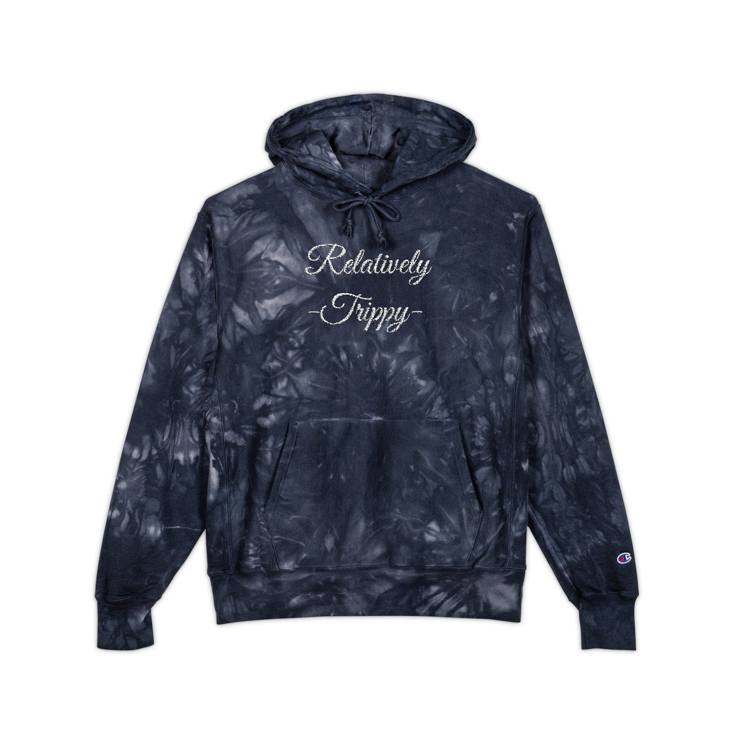 Relatively Trippy™ Embroidered Tie-Dye Hoodie – Midnight Cosmic Edition