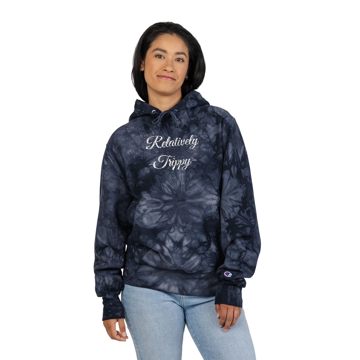 Relatively Trippy™ Embroidered Tie-Dye Hoodie – Midnight Cosmic Edition
