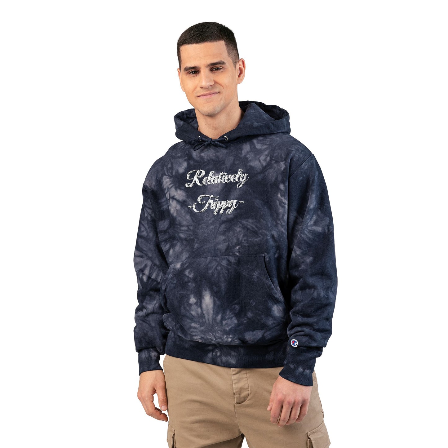 Relatively Trippy™ Embroidered Tie-Dye Hoodie – Midnight Cosmic Edition